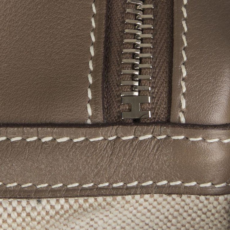 HERMES Etoupe Swift leather & Toile Canvas LINDY 30 Shoulder Bag