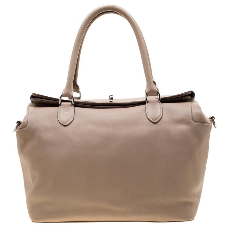 Hermes Etoupe Swift Leather Toolbox 33 Bag For Sale at 1stDibs