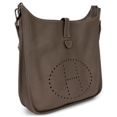 HERMES Etoupe taupe Clemence leather EVELYNE 33 Crossbody Bag Phw