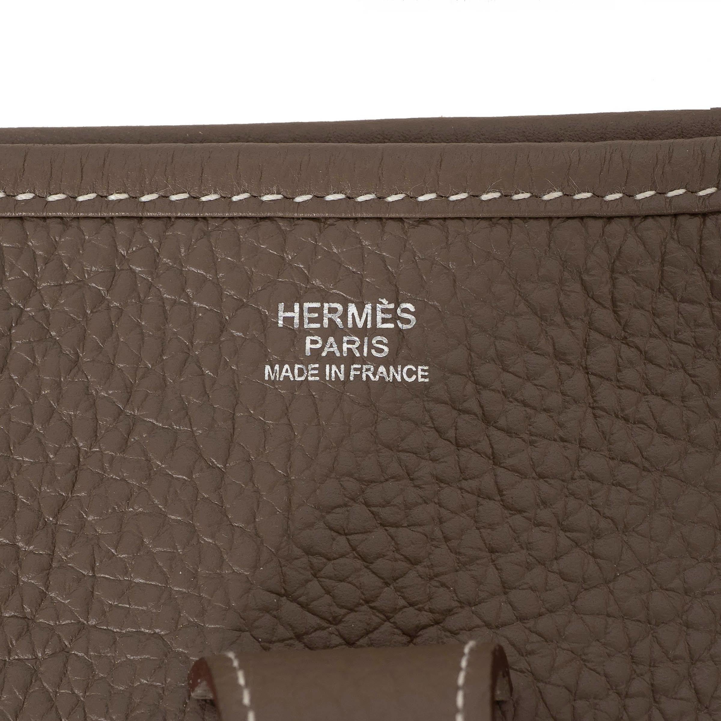 HERMES Etoupe taupe Clemence cuir EVELYNE 33 Sac à bandoulière Phw en vente 1
