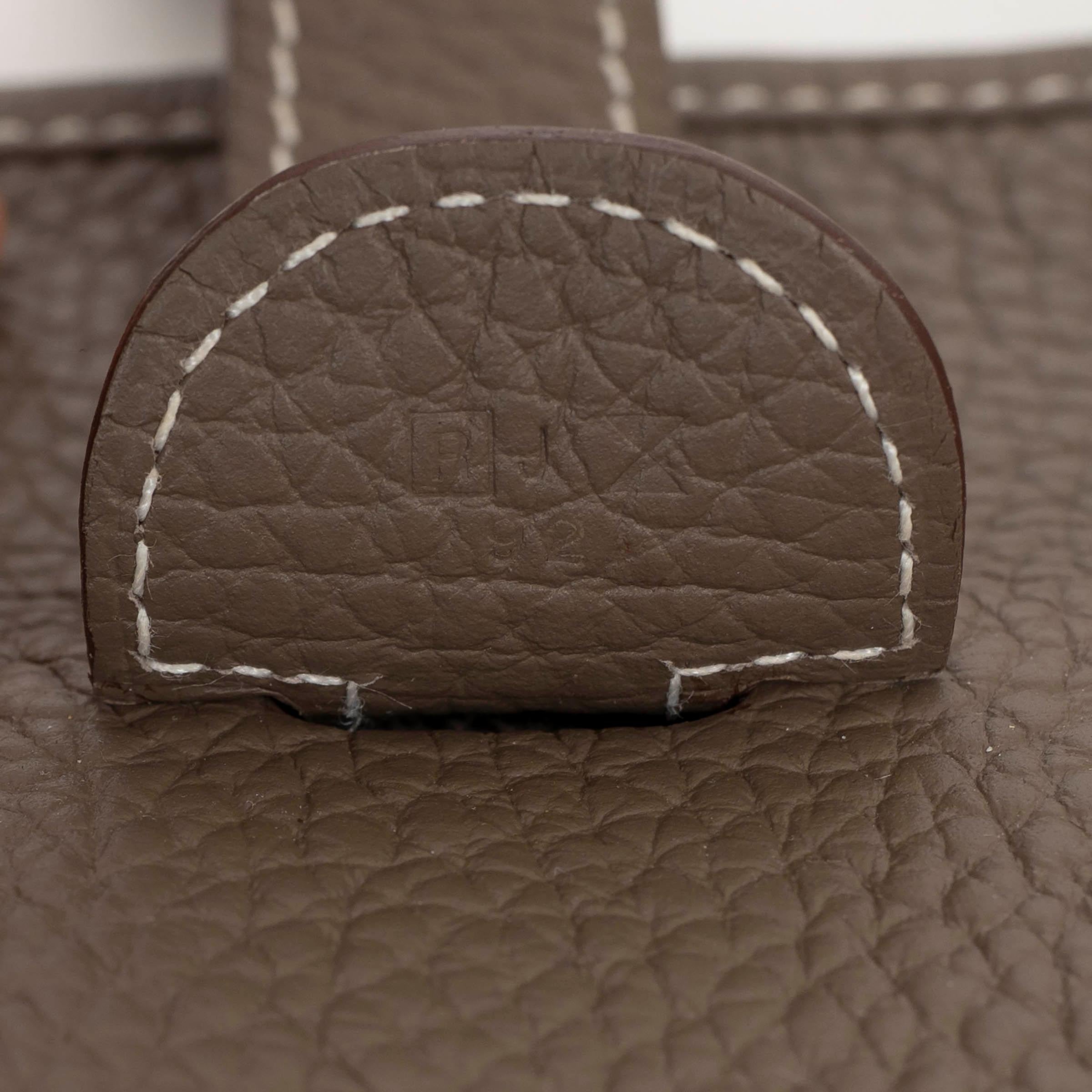 HERMES Etoupe taupe Clemence cuir EVELYNE 33 Sac à bandoulière Phw en vente 2