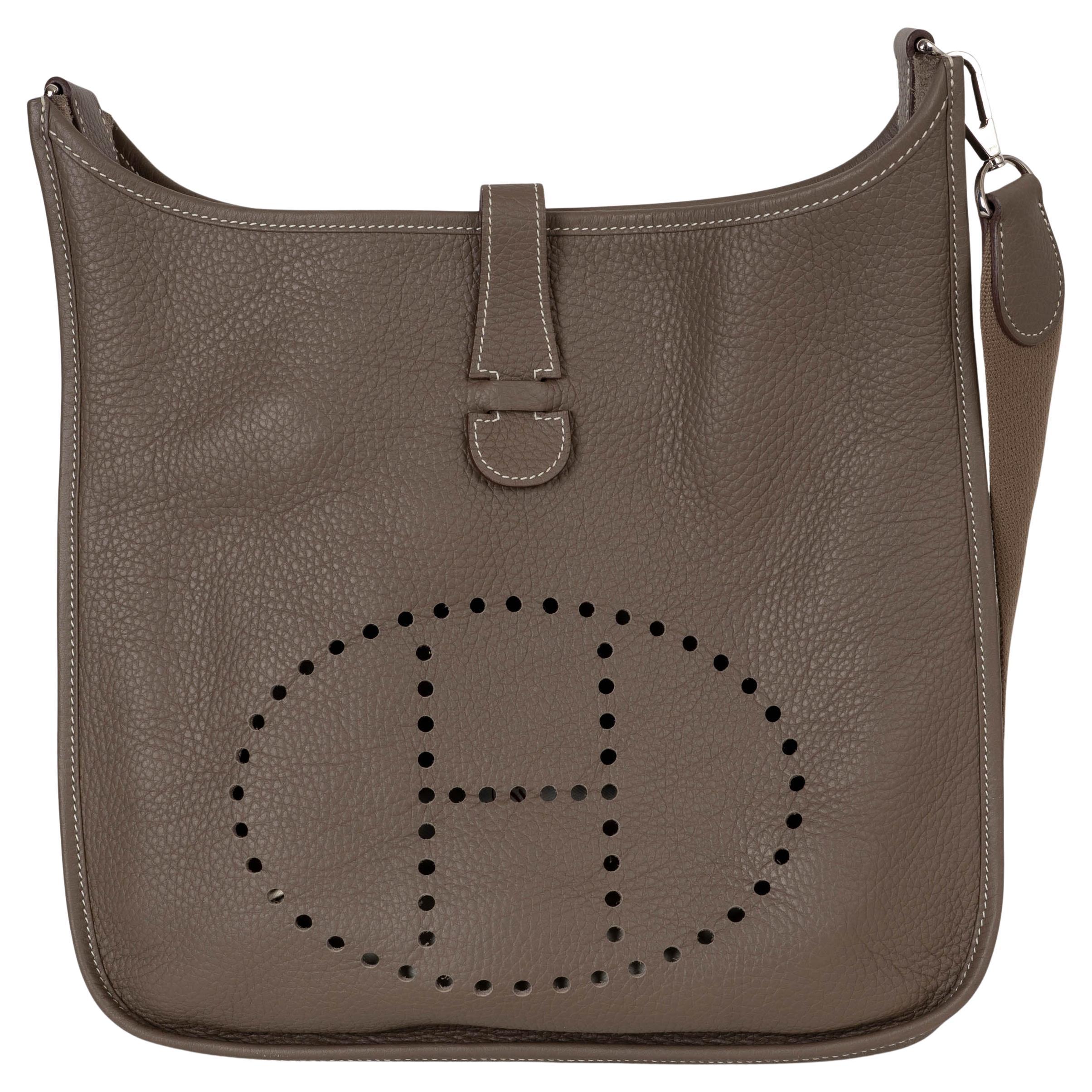 HERMES Etoupe taupe Clemence pelle EVELYNE 33 Crossbody Borsa Phw