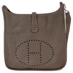 HERMES Etoupe taupe Clemence pelle EVELYNE 33 Crossbody Borsa Phw