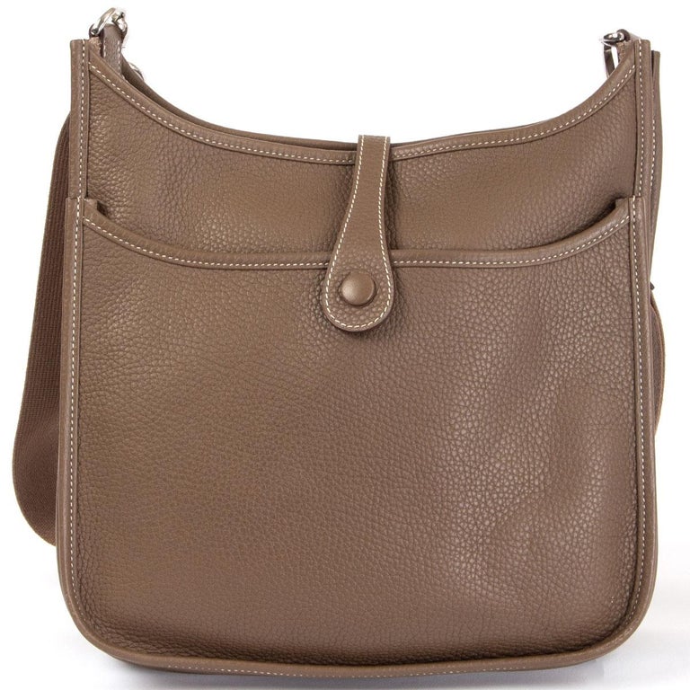 HERMES Etoupe taupe Clemence leather EVELYNE III 29 Crossbody Bag