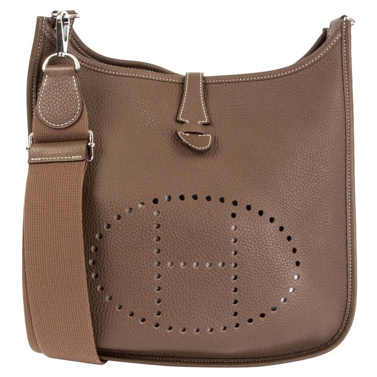 HERMES Etoupe taupe Clemence leather EVELYNE III 29 Crossbody Bag at  1stDibs