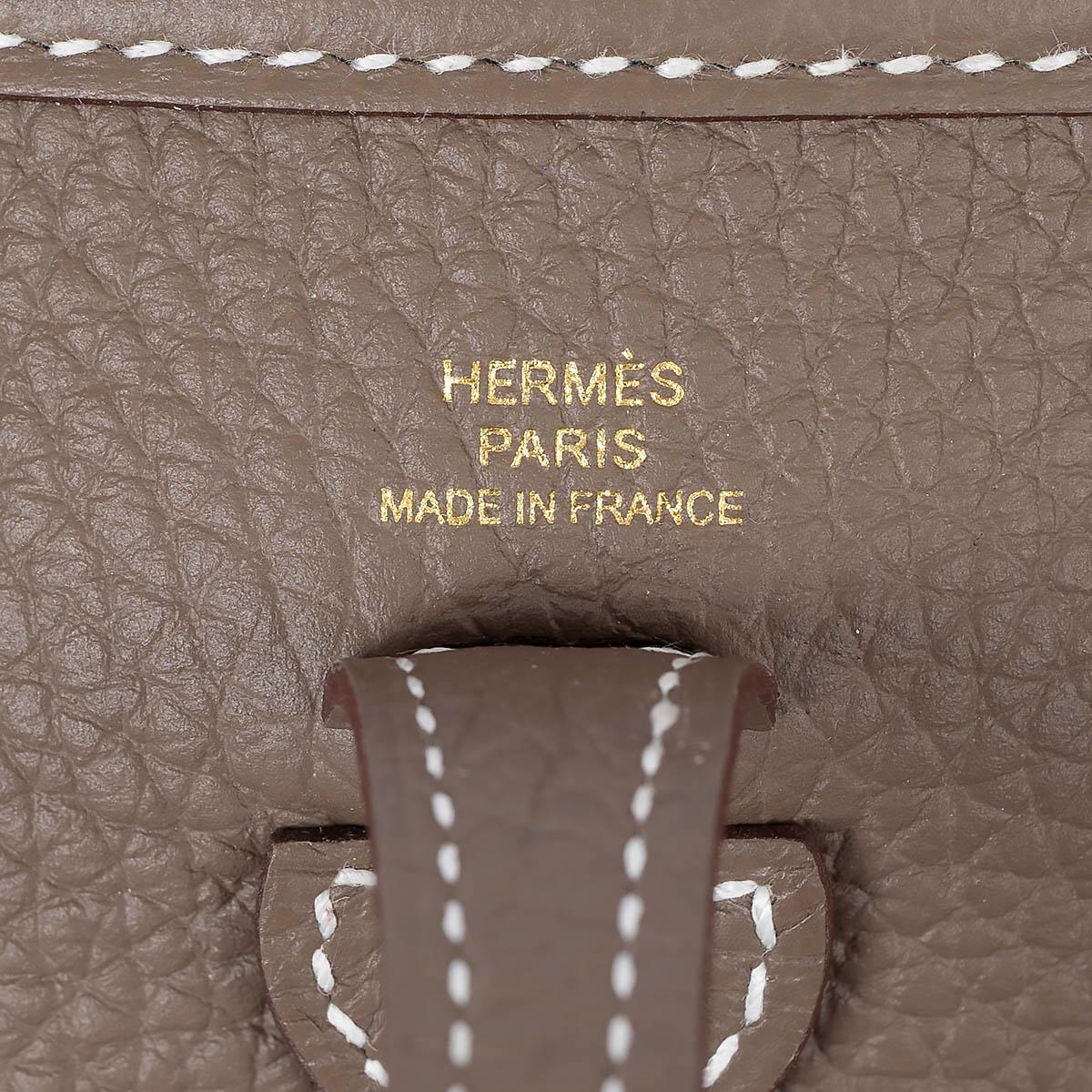 HERMES Etoupe taupe Clemence leather & Indigo EVELYNE 16 TPM Crossbody Bag 2