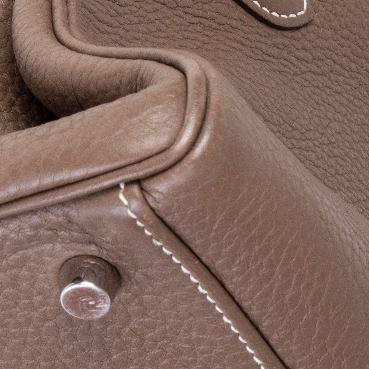 HERMES Etoupe taupe Clemence leather & Palladium JPG KELLY 42 Shoulder Bag 2