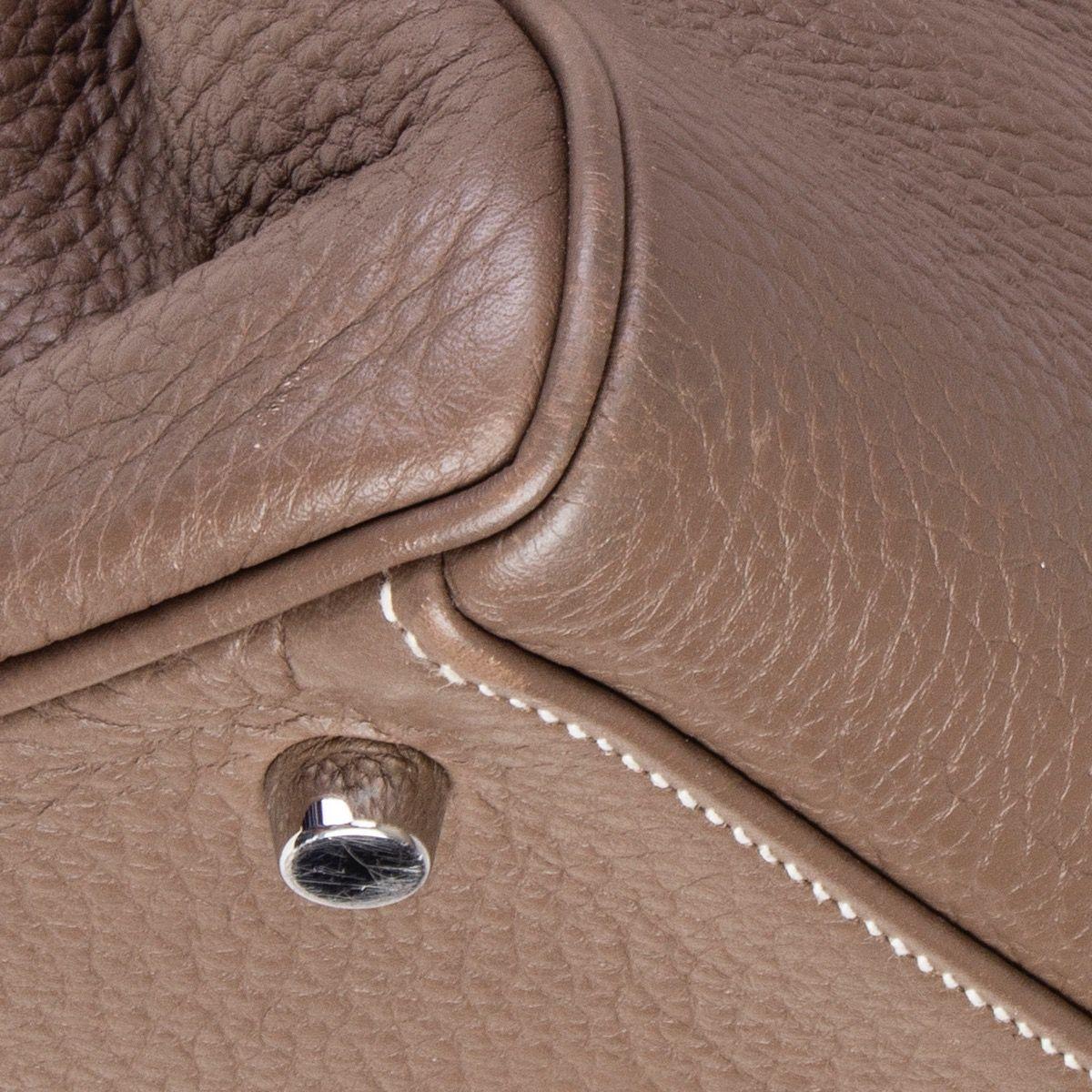 HERMES Etoupe taupe Clemence leather & Palladium JPG KELLY 42 Shoulder Bag 3