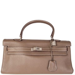 HERMES Etoupe taupe Clemence leather & Palladium JPG KELLY 42 Shoulder Bag