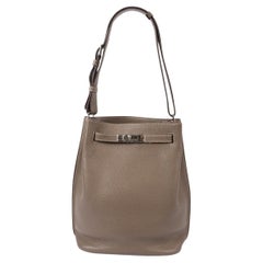 HERMES Etoupe taupe Clemence leather SO KELLY 22 Hobo Bag