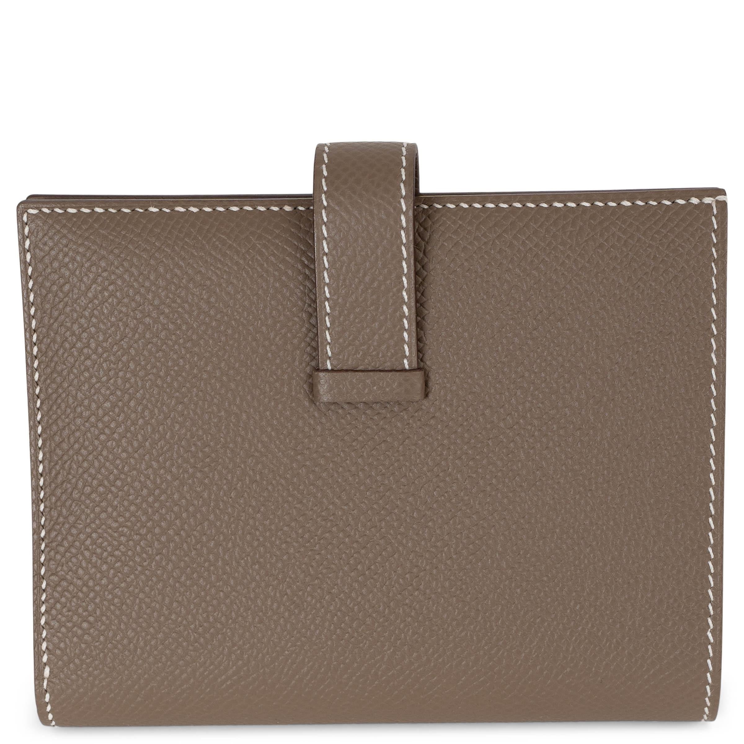 Grigio HERMES Etoupe taupe Epsom pelle BEARN COMPACT Portafoglio Phw in vendita
