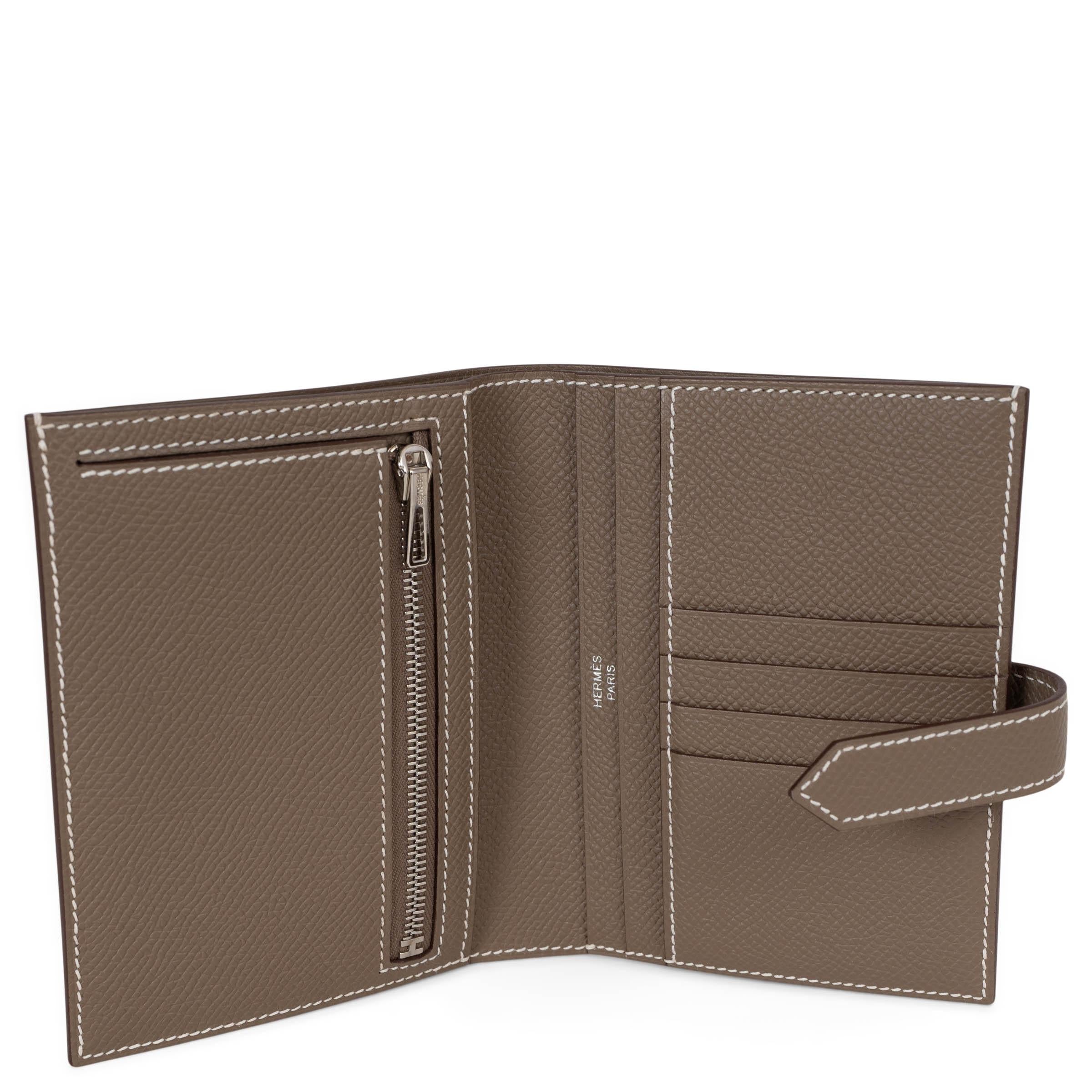 Donna HERMES Etoupe taupe Epsom pelle BEARN COMPACT Portafoglio Phw in vendita