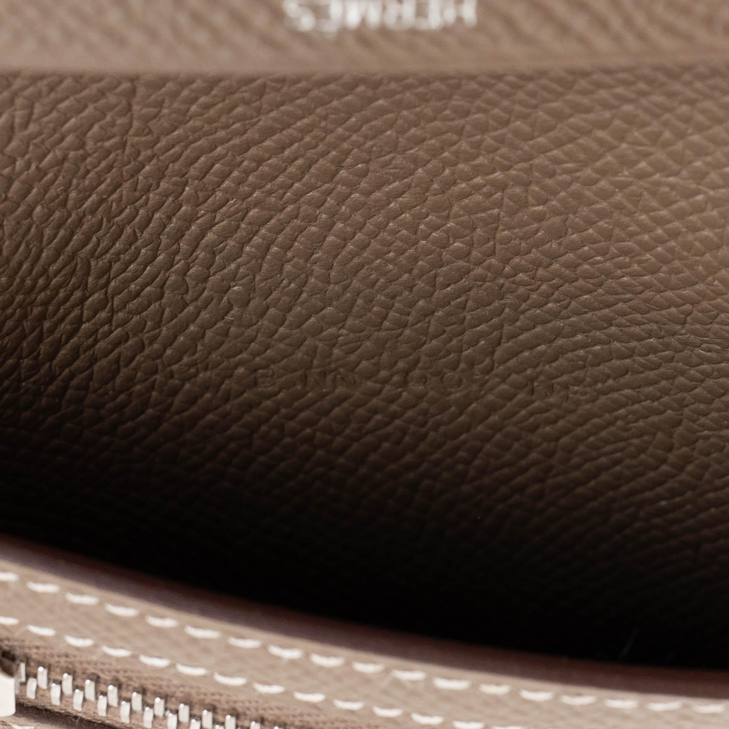 HERMES Etoupe taupe Epsom pelle BEARN COMPACT Portafoglio Phw in vendita 2