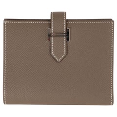 HERMES Etoupe taupe Epsom leather BEARN COMPACT Wallet Phw