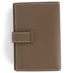 HERMES Etoupe taupe Epsom leather BEARN MINI Wallet Phw