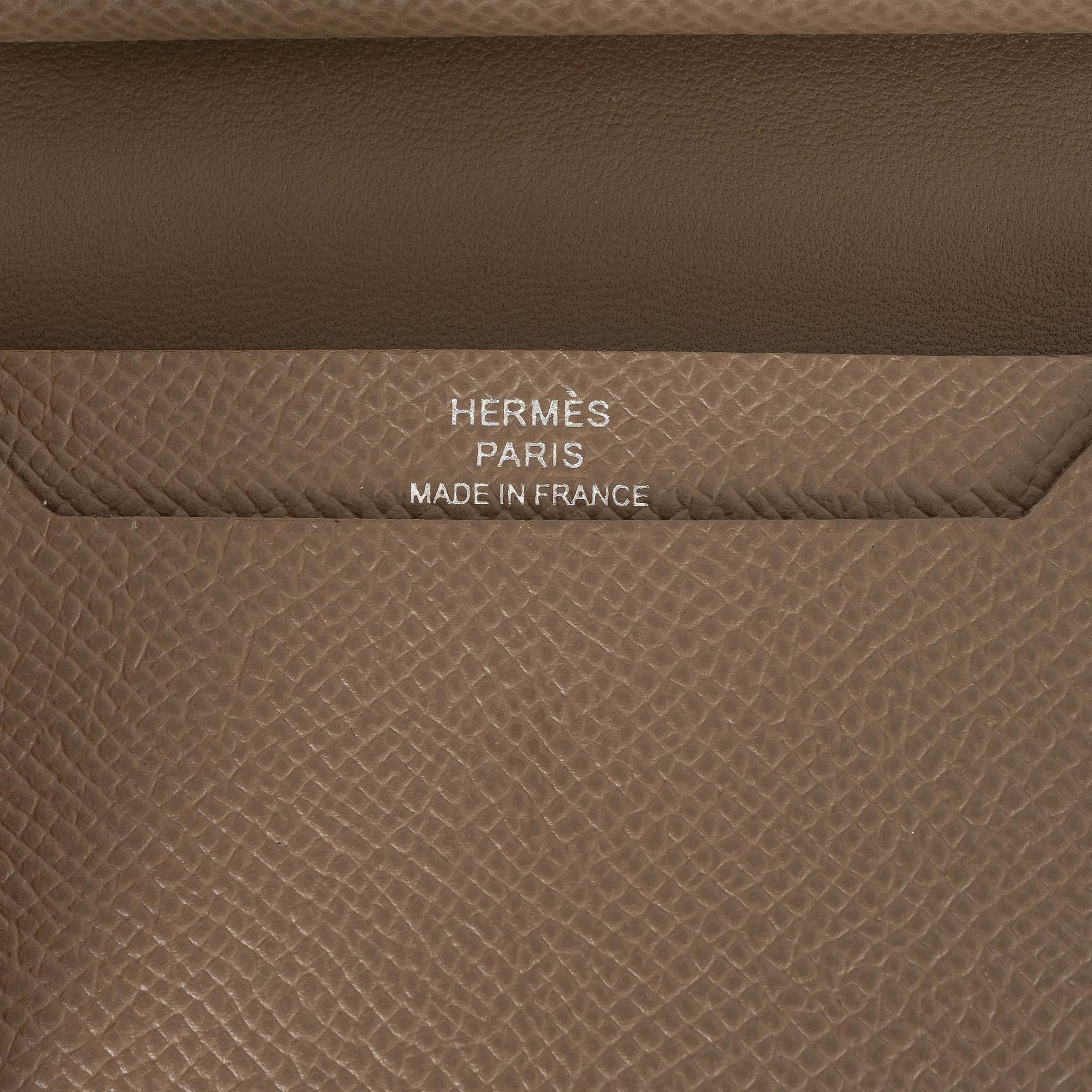 Women's HERMES Etoupe taupe Epsom leather BEARN MINI Wallet Phw For Sale