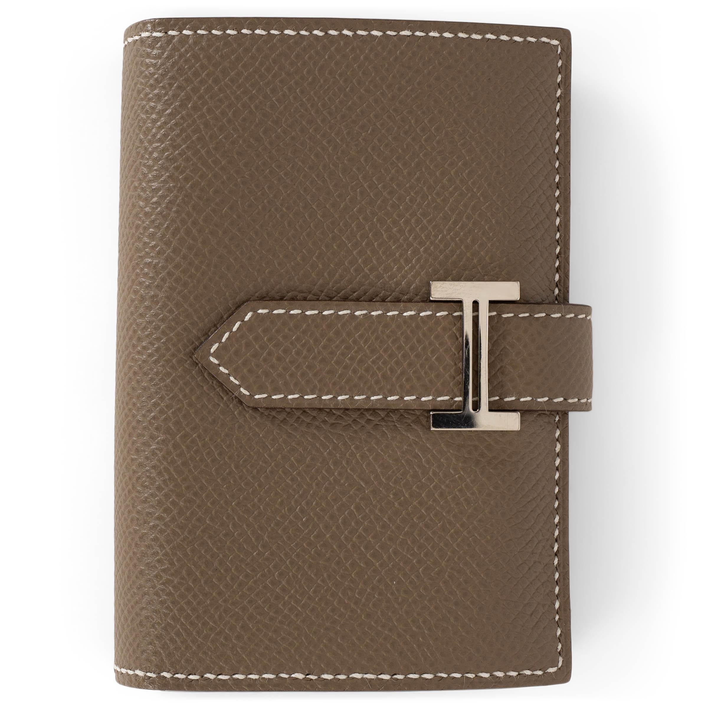 HERMES Etoupe taupe Epsom leather BEARN MINI Wallet Phw For Sale
