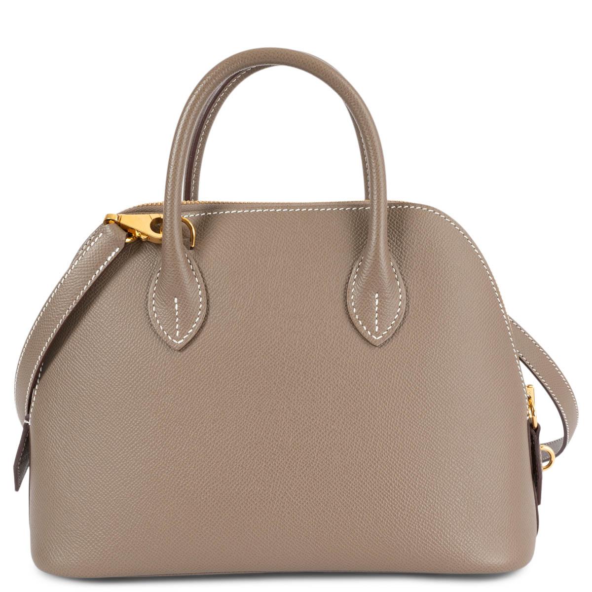 HERMES Etoupe taupe Epsom leather BOLIDE 27 Shoulder Bag In Excellent Condition In Zürich, CH