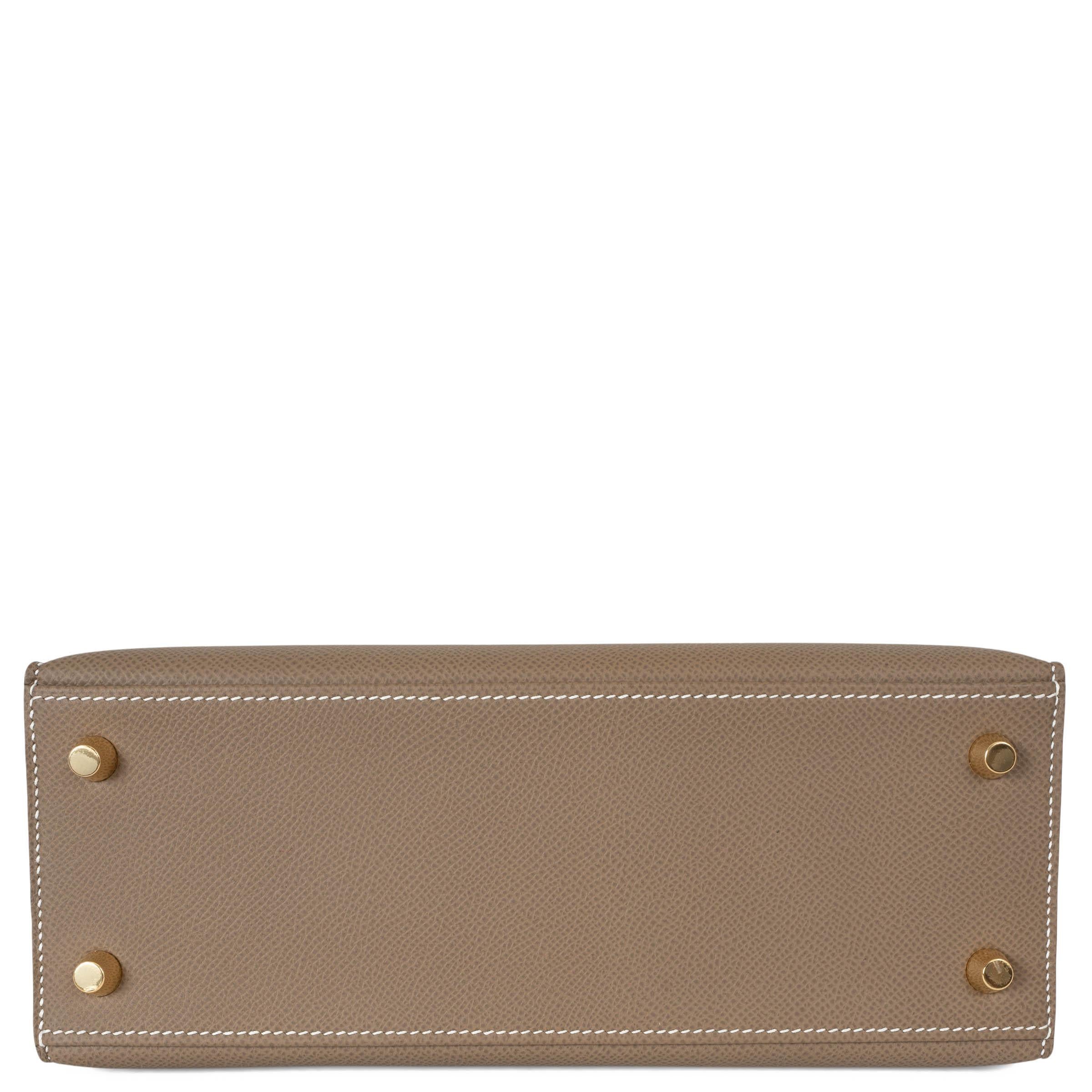 HERMES Etoupe taupe Epsom leather KELLY 25 SELLIER Bag Ghw In Excellent Condition For Sale In Zürich, CH