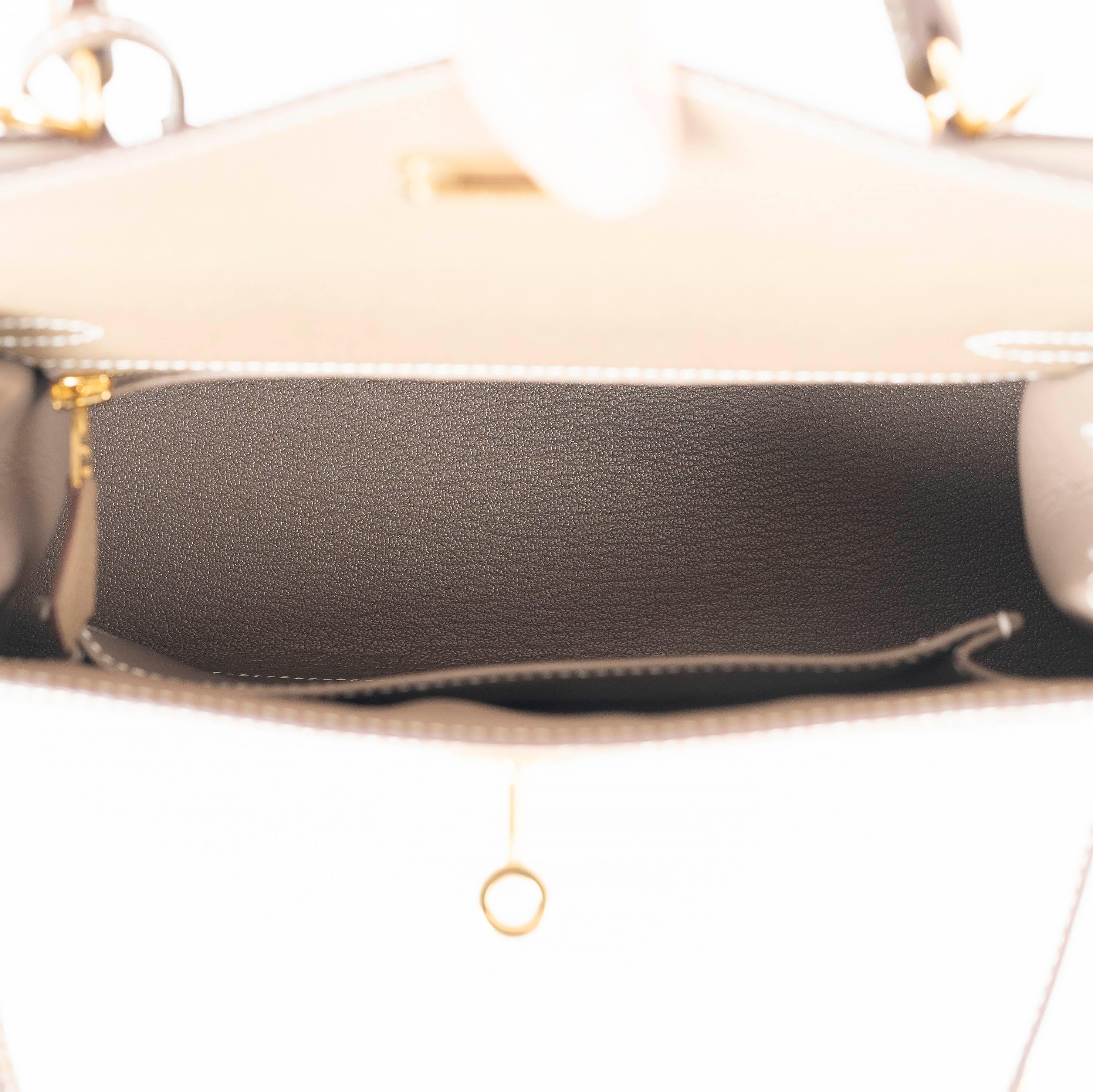 Women's HERMES Etoupe taupe Epsom leather KELLY 25 SELLIER Bag Ghw For Sale