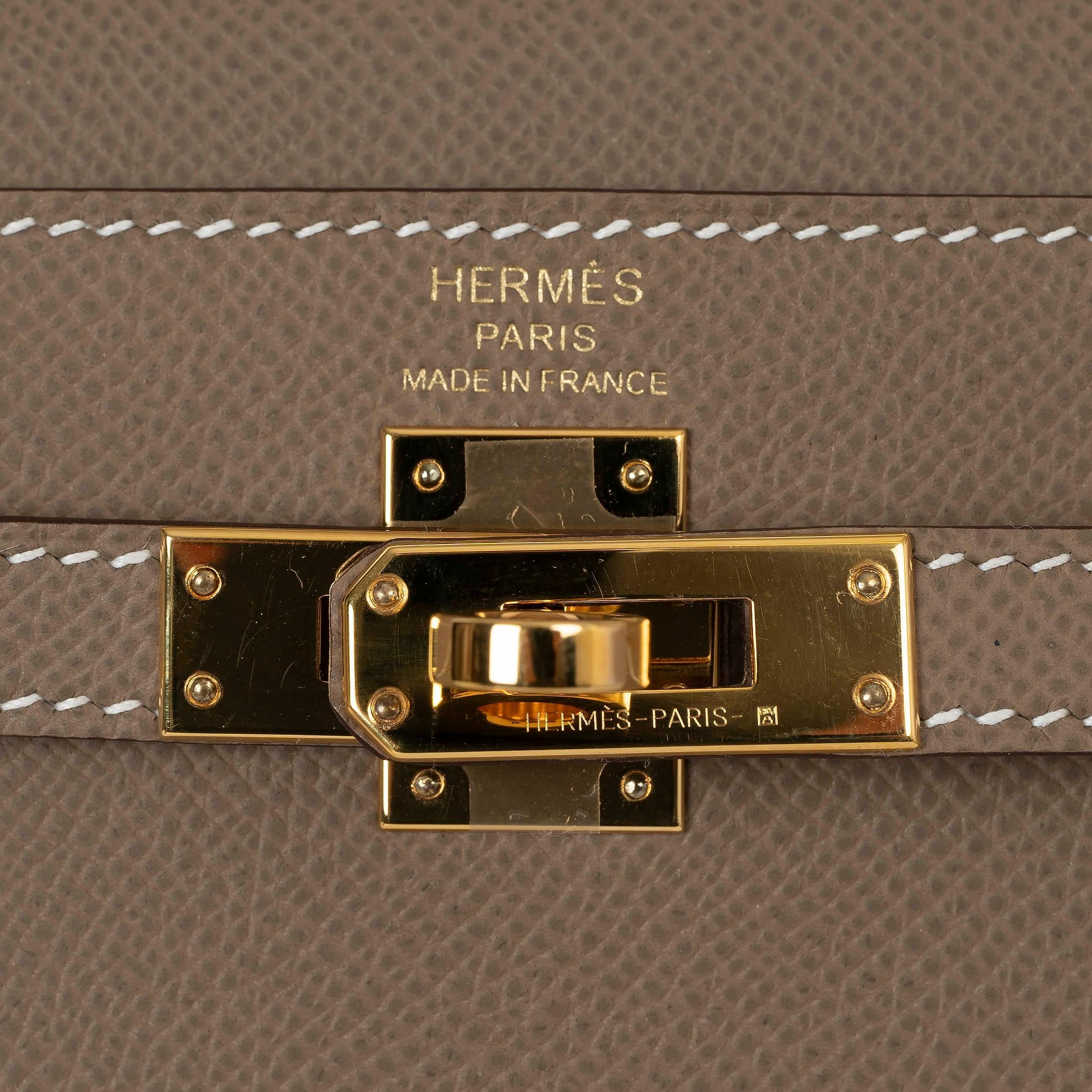 HERMES Etoupe taupe Epsom leather KELLY 25 SELLIER Bag Ghw For Sale 1