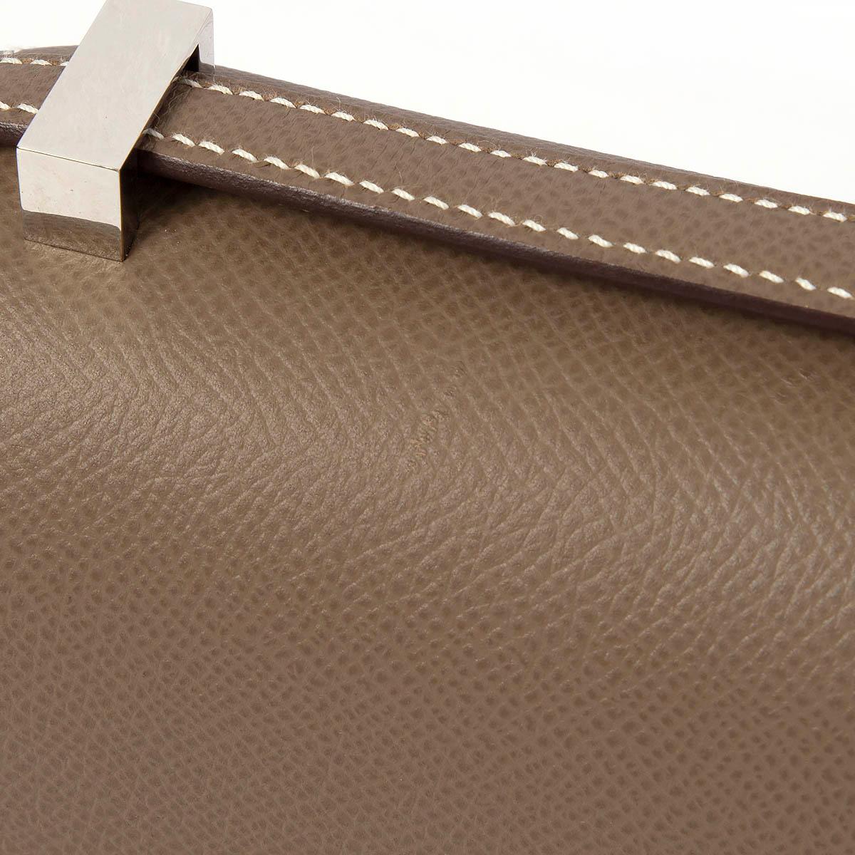 HERMES Etoupe taupe Epsom leather MOSAIQUE AU 24-17 MINI Bag w Palladium For Sale 1