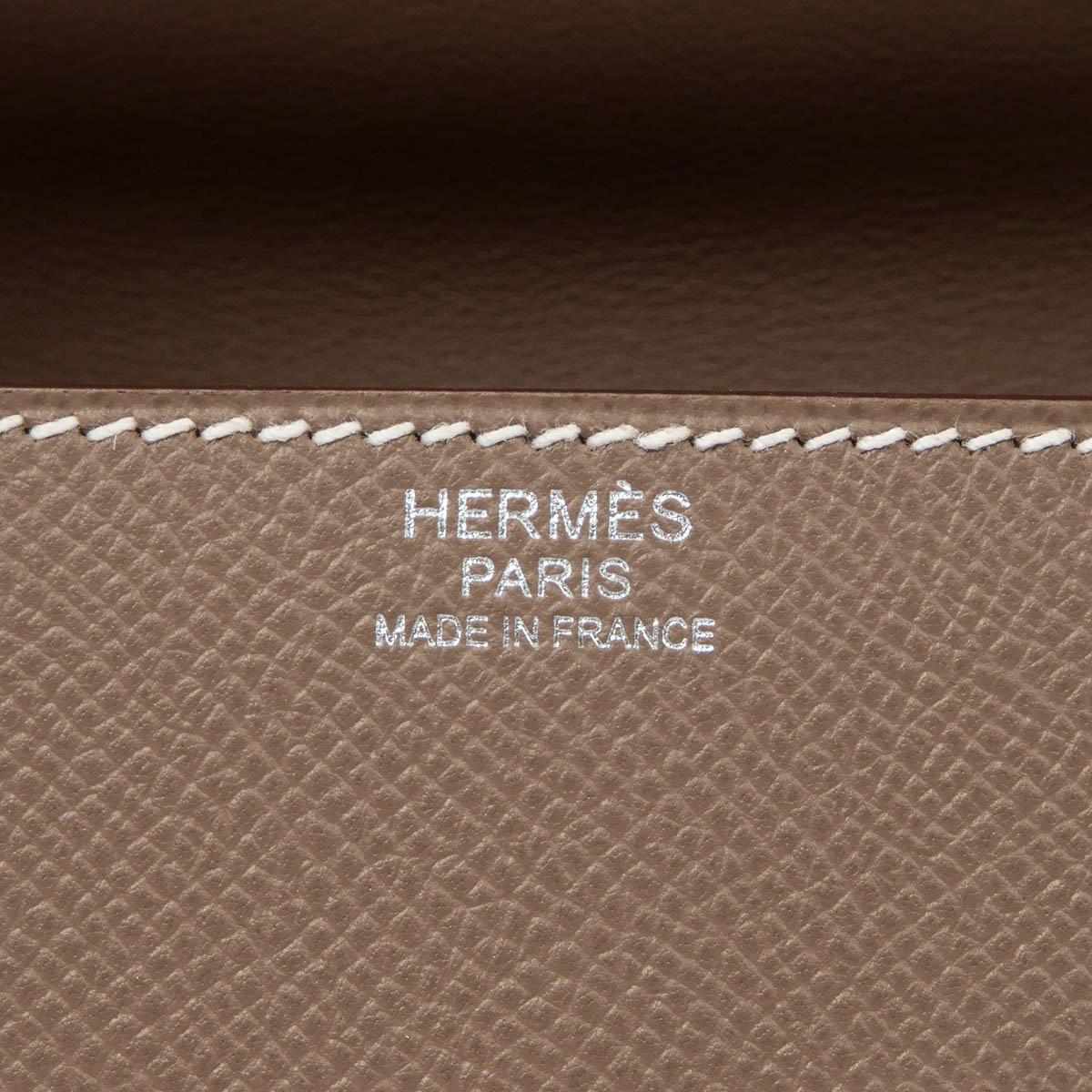 HERMES Etoupe taupe Epsom leather MOSAIQUE AU 24-17 MINI Bag w Palladium For Sale 2