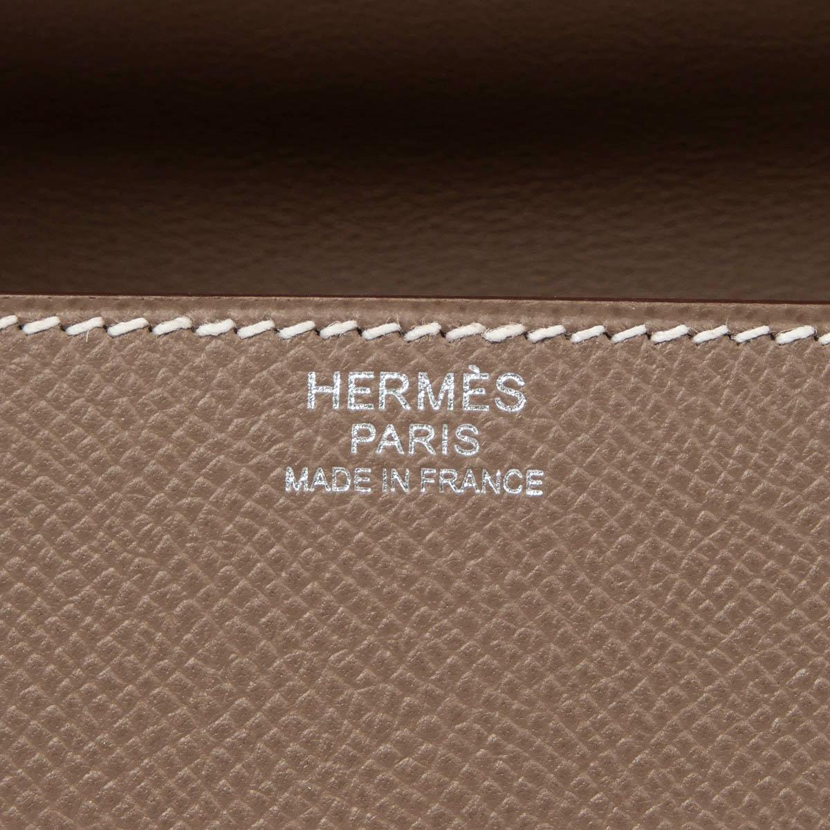 HERMES Etoupe taupe Epsom leather MOSAIQUE AU 24-17 MINI Bag w Palladium For Sale 2