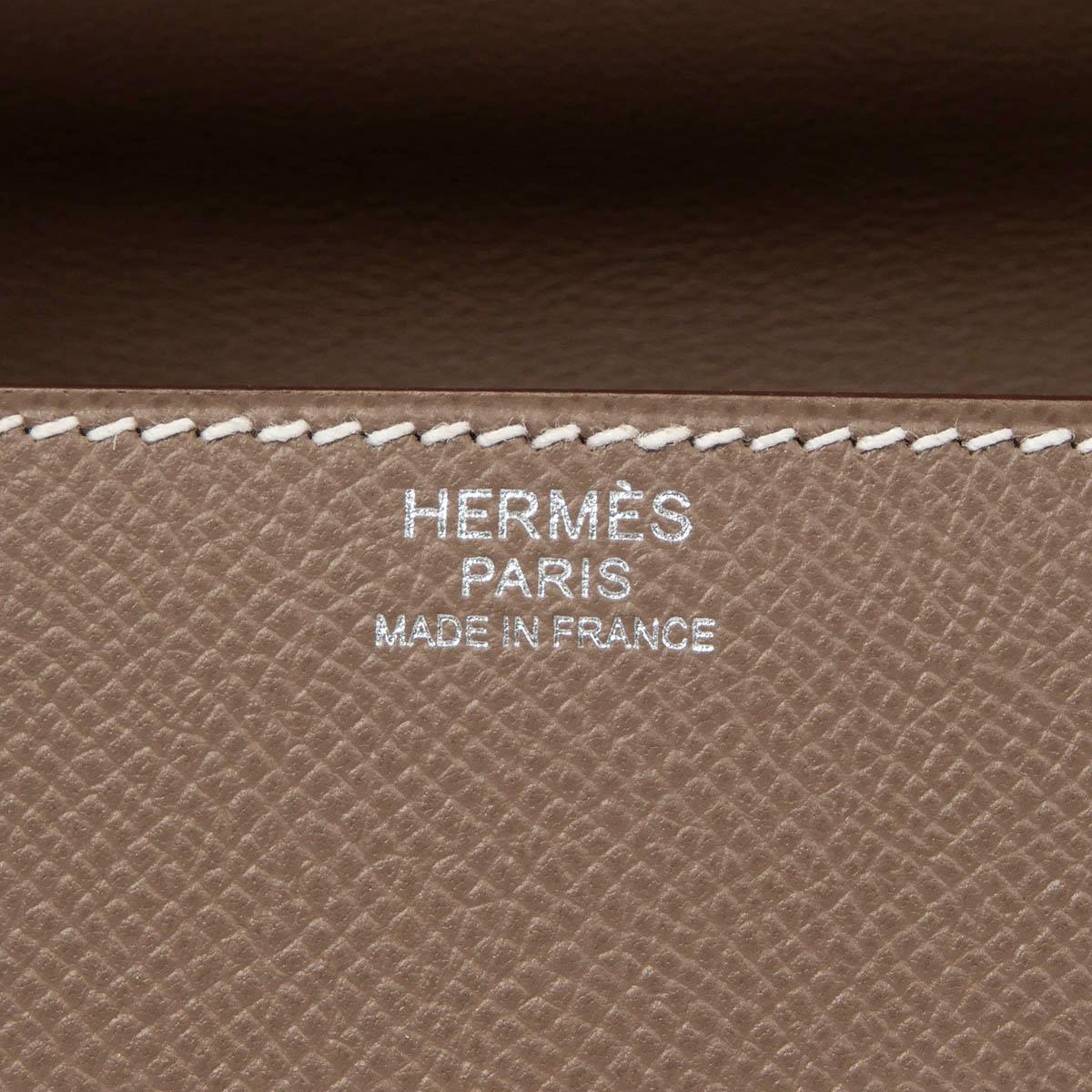 HERMES Etoupe Epsom Leder MOSAIQUE AU 24-17 MINI-Tasche mit Palladium im Angebot 2