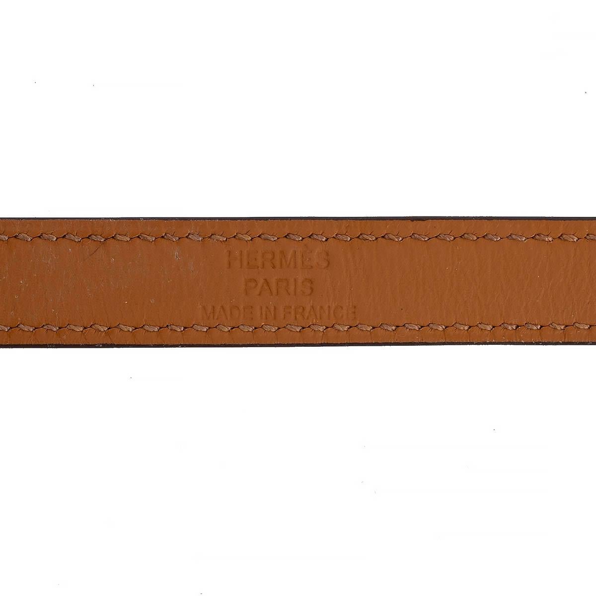 HERMÈS Bracelet tourisme KELLY DOUBLE T3 en cuir taupe étoupe en vente 1