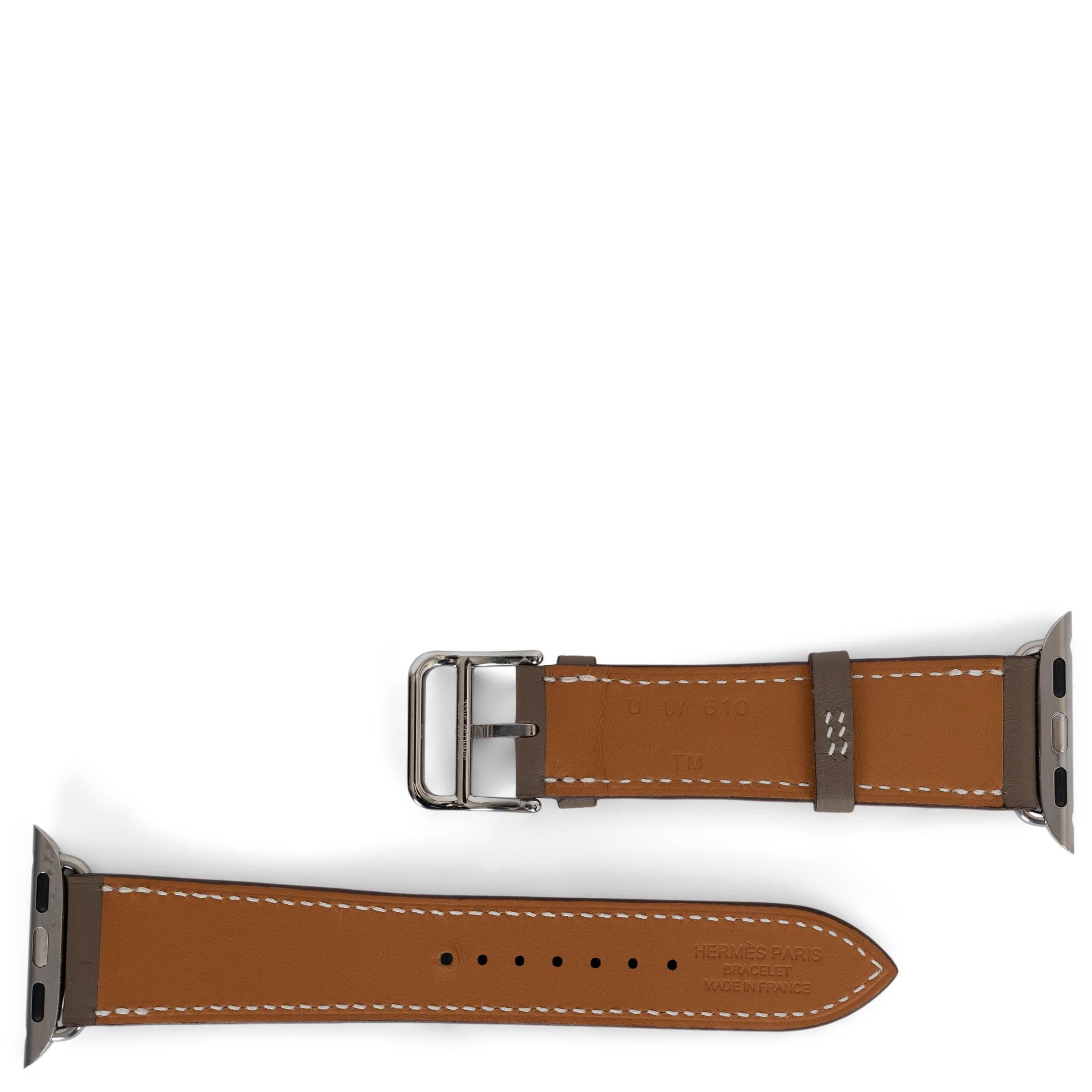 HERMES Etoupe taupe Swift Leder APPLE WATCH SINGLE TOUR STRAP 42MM Damen im Angebot