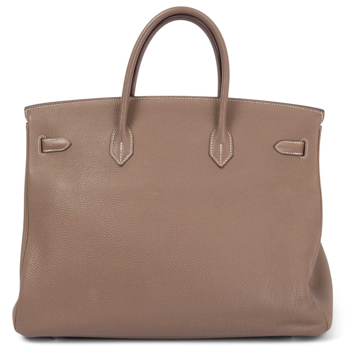 Brown HERMES Etoupe taupe Togo leather BIRKIN 40 Bag Phw For Sale