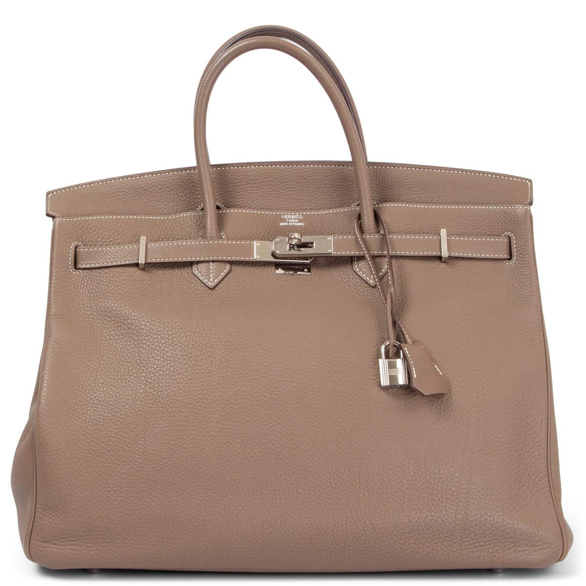 Women's HERMES Etoupe taupe Togo leather BIRKIN 40 Bag Phw For Sale