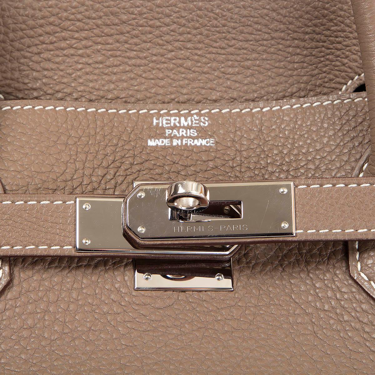 HERMES Etoupe taupe Togo leather BIRKIN 40 Bag Phw For Sale 2