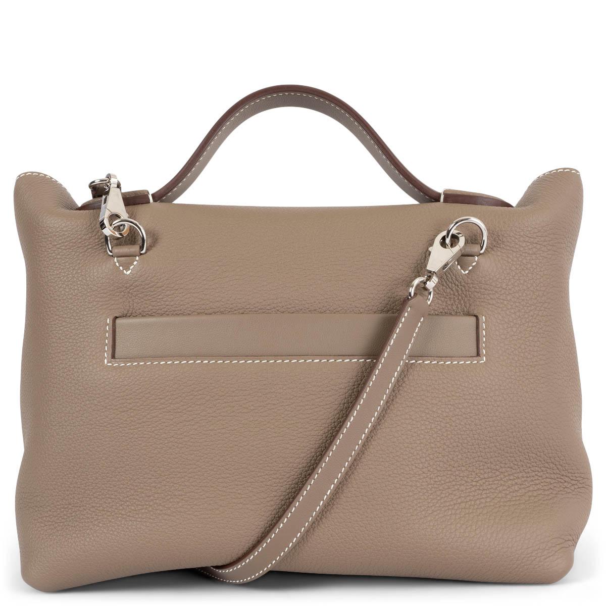 Brown HERMES Etoupe taupe Togo & Swift leather 24/24 - 29 Shoulder Bag For Sale