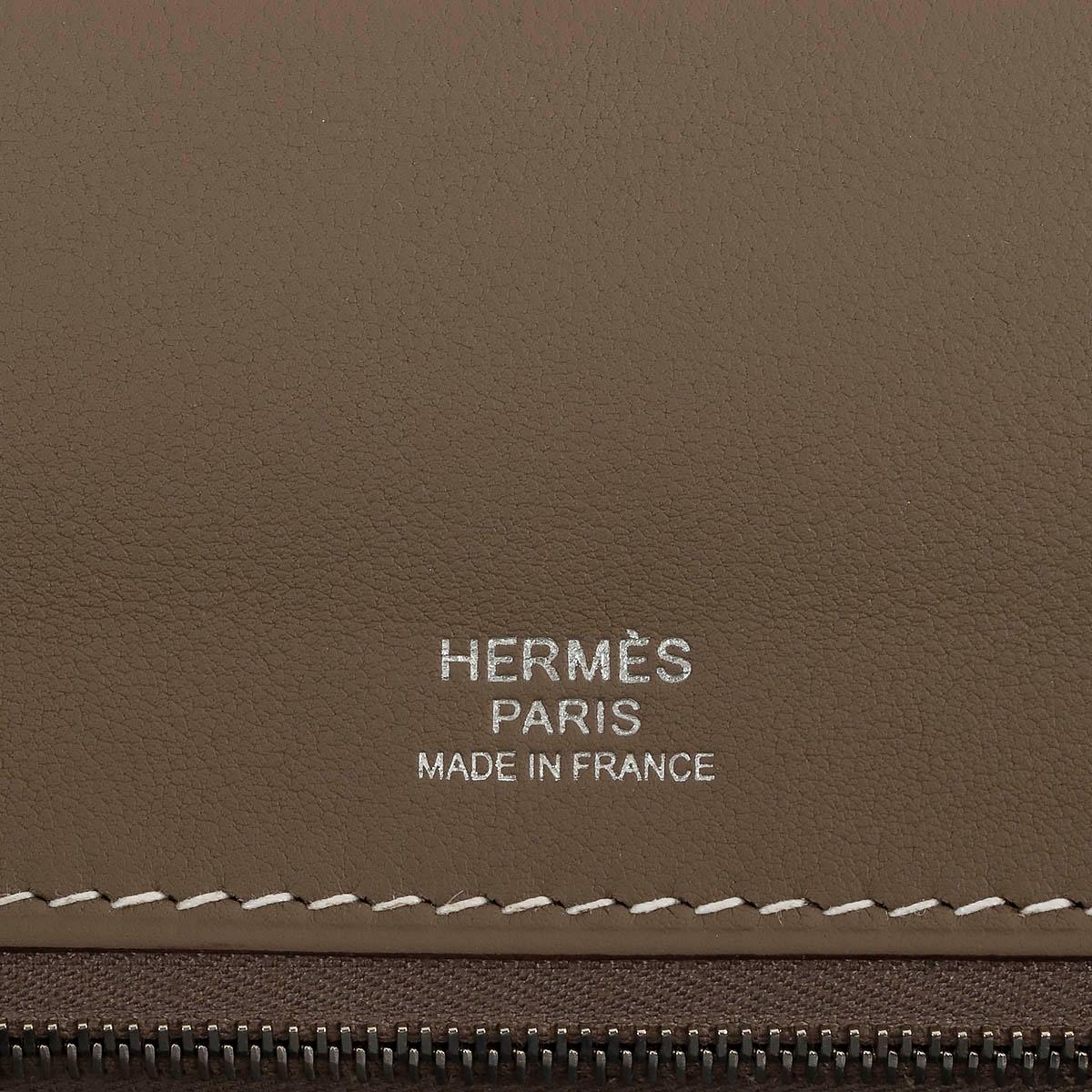 HERMES Etoupe taupe Togo & Swift leather 24/24 - 29 Shoulder Bag For Sale 4