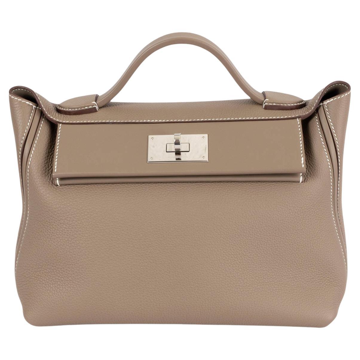 HERMES Etoupe taupe Togo & Swift leather 24/24 - 29 Shoulder Bag