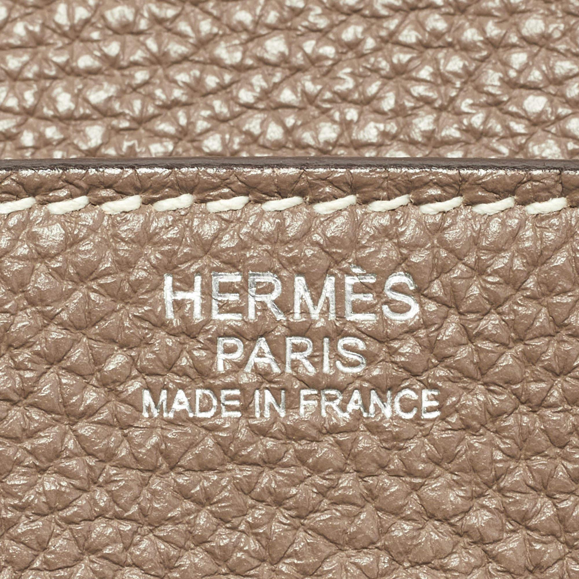 Hermes Etoupe Taurillion Clemence Cuir Palladium Finish Sac Birkin 30 en vente 8