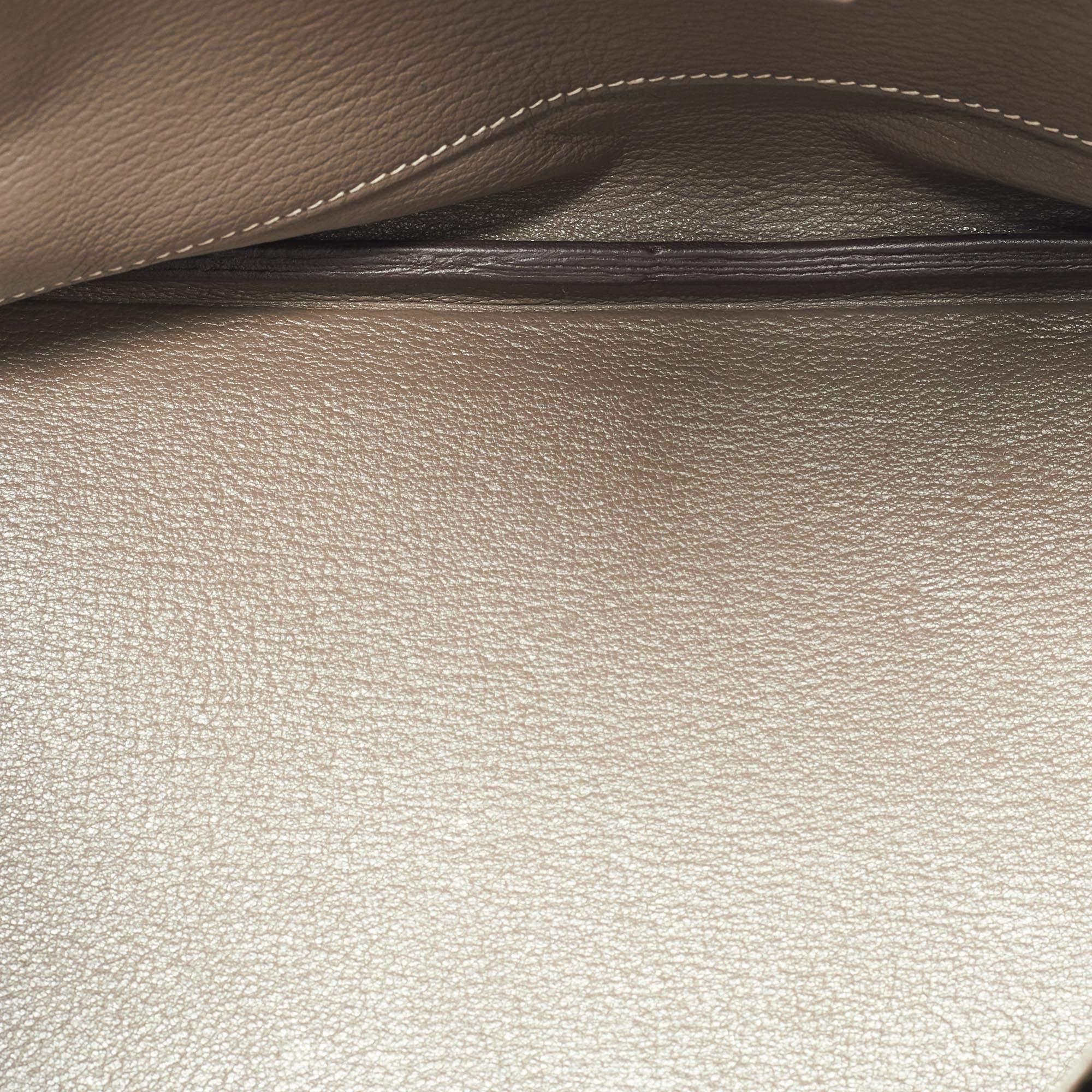 Hermes Etoupe Taurillion Clemence Leather Palladium Finish Birkin 30 Bag For Sale 10