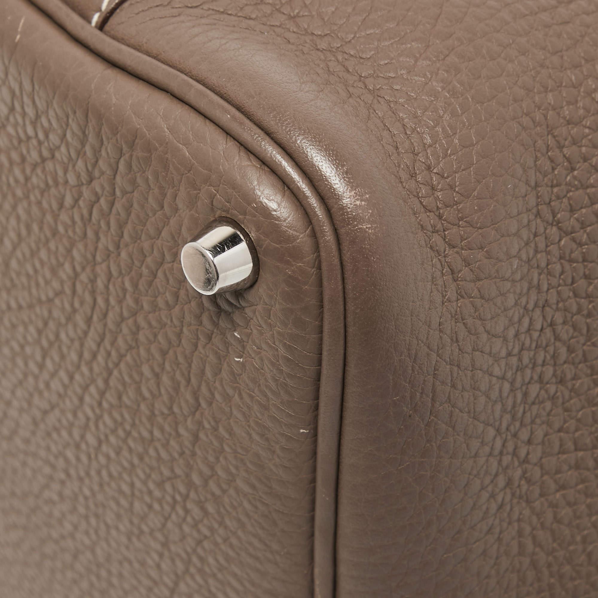 Hermes Etoupe Taurillon Clemence Leather Picotin Lock 18 Bag 7