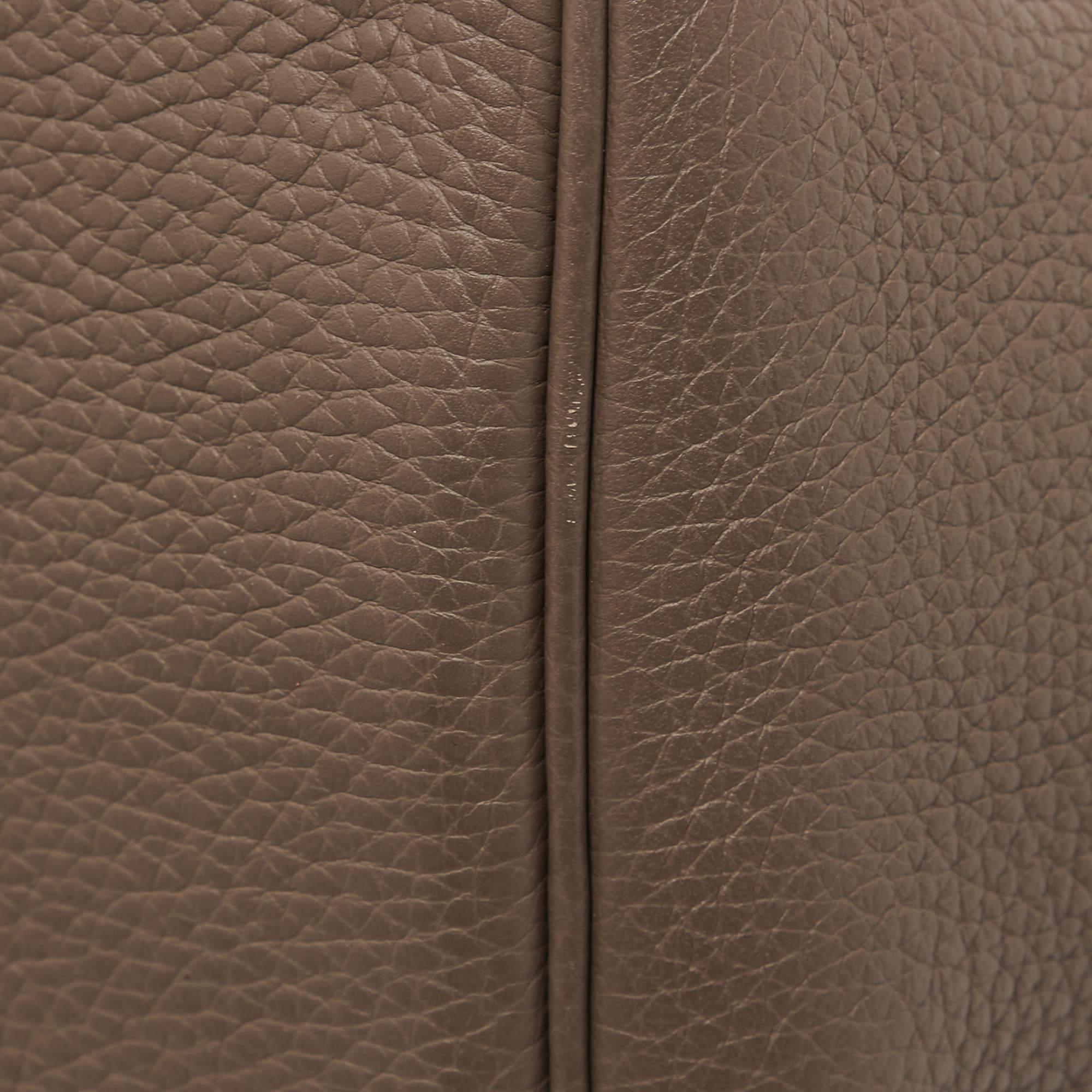 Hermes Etoupe Taurillon Clemence Leather Picotin Lock 18 Bag 8