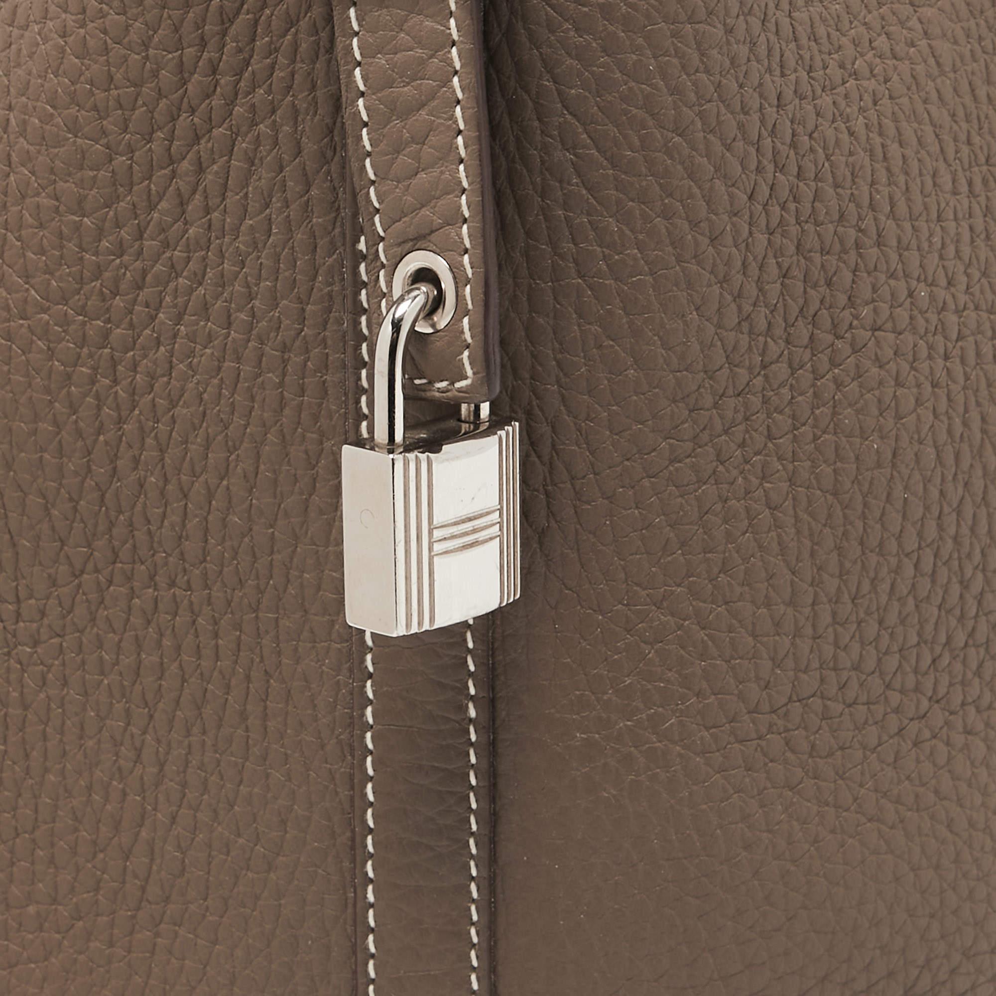 Hermes Etoupe Taurillon Clemence Leather Picotin Lock 18 Bag 11