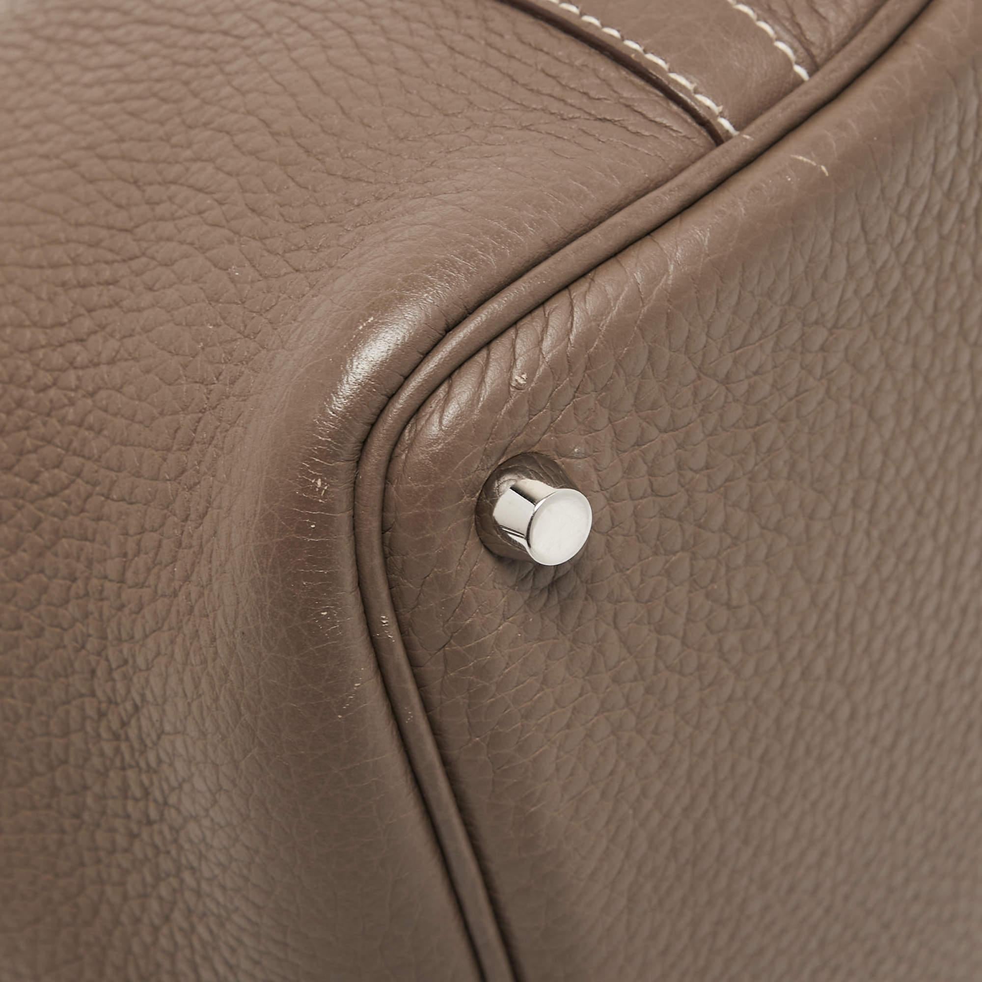 Hermes Etoupe Taurillon Clemence Leather Picotin Lock 18 Bag 2