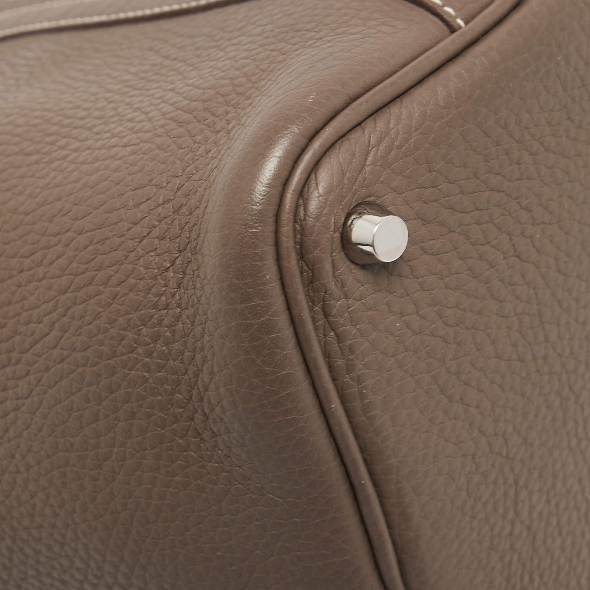 Hermes Etoupe Taurillon Clemence Leather Picotin Lock 18 Bag 4
