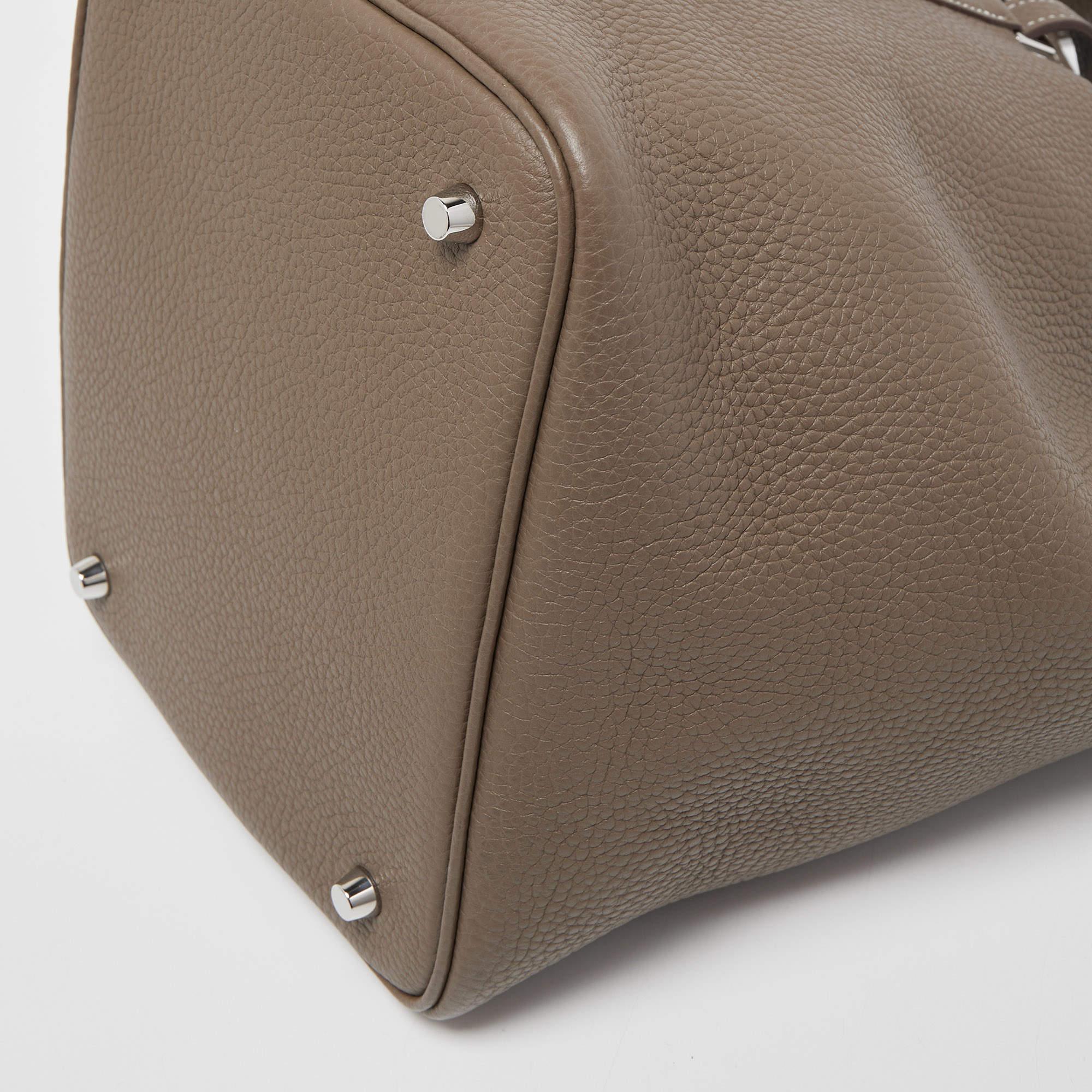Hermes Etoupe Taurillon Clemence Leather Picotin Lock 22 Bag 7