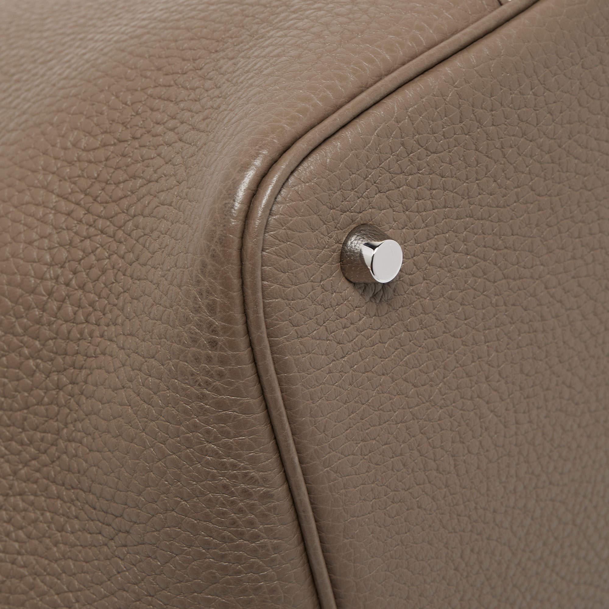 Hermes Etoupe Taurillon Clemence Leather Picotin Lock 22 Bag 8