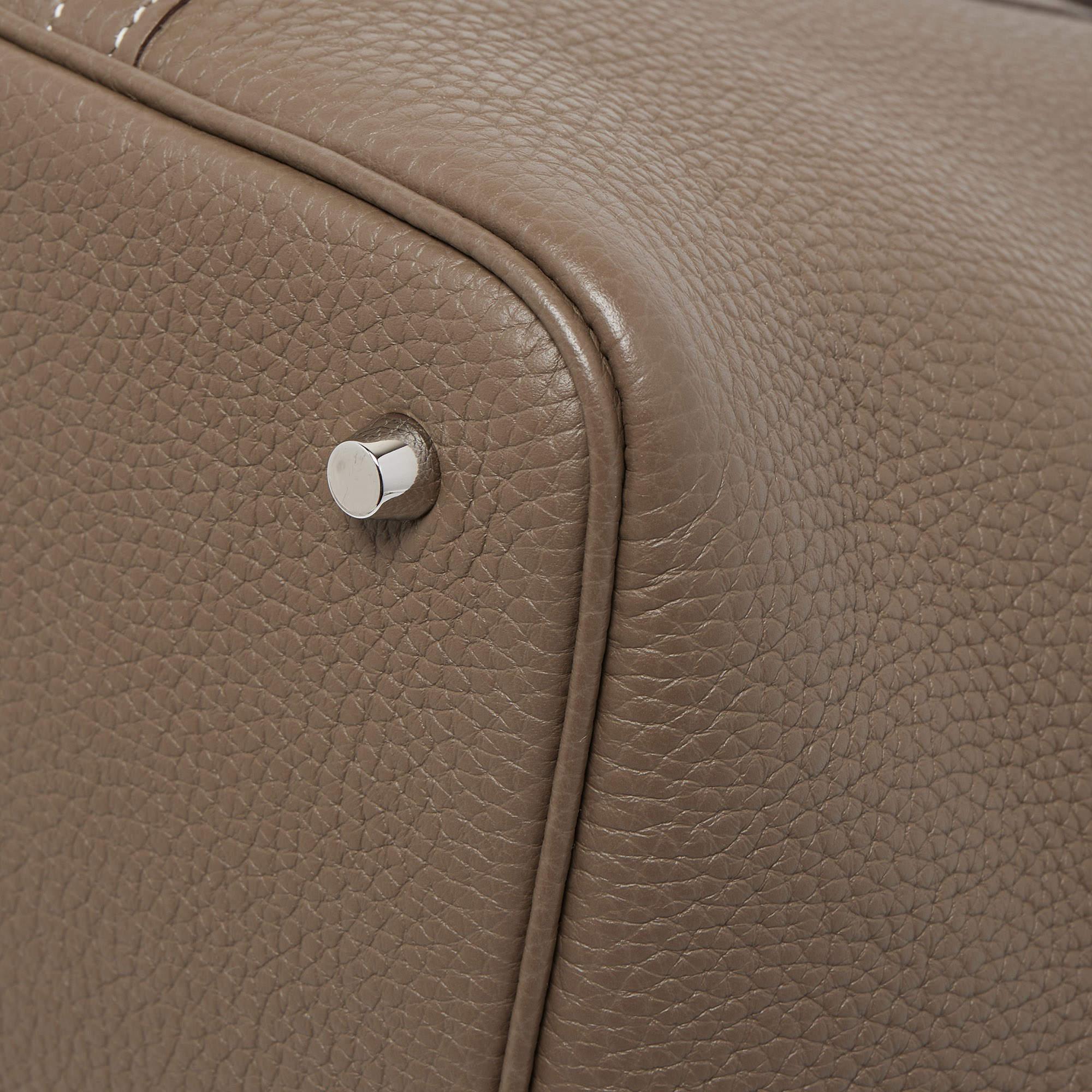 Hermes Etoupe Taurillon Clemence Leather Picotin Lock 22 Bag 9