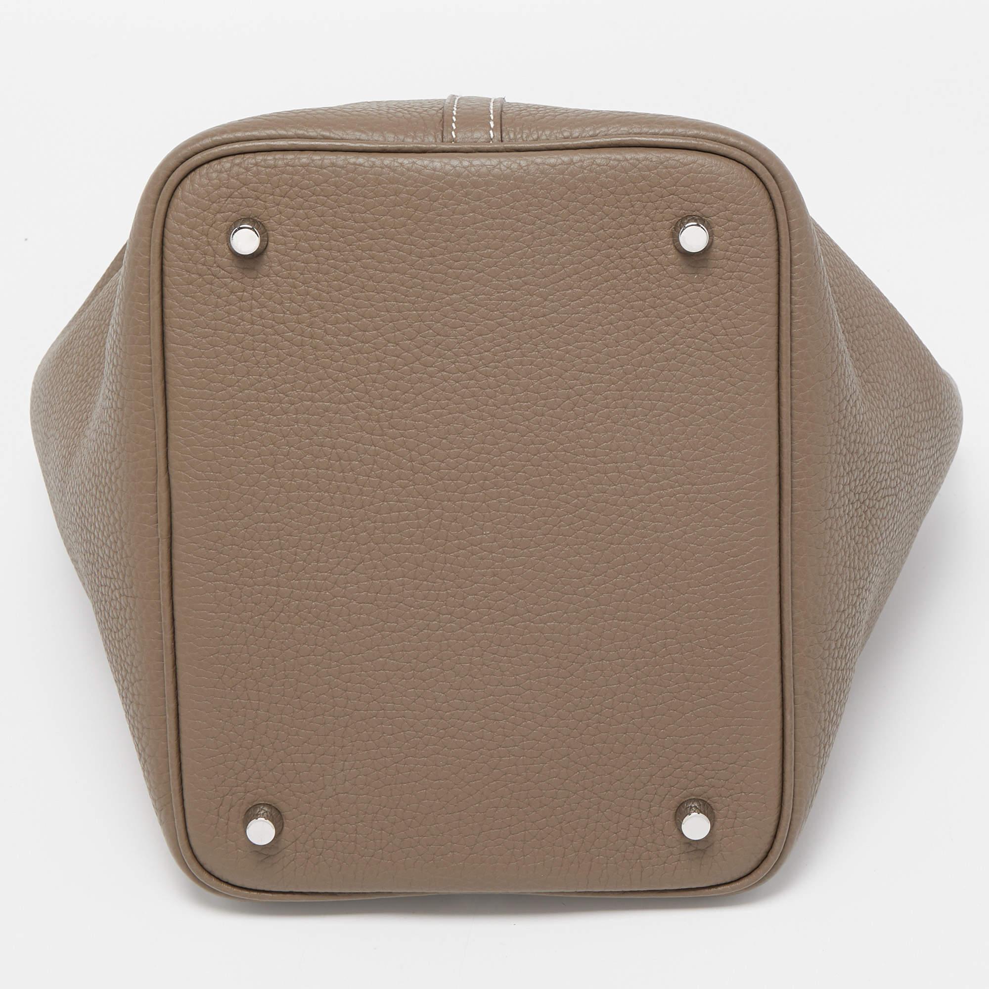 Hermes Etoupe Taurillon Clemence Leather Picotin Lock 22 Bag 1