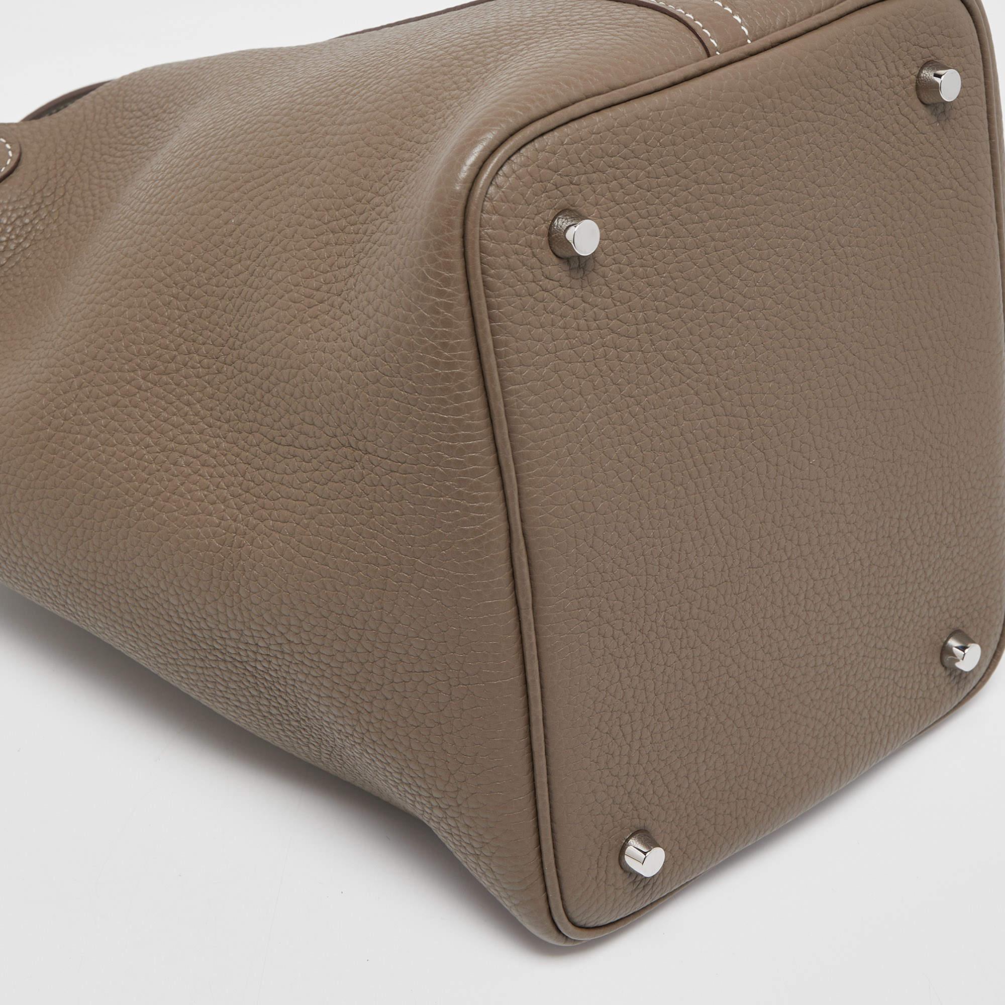 Hermes Etoupe Taurillon Clemence Leather Picotin Lock 22 Bag 3