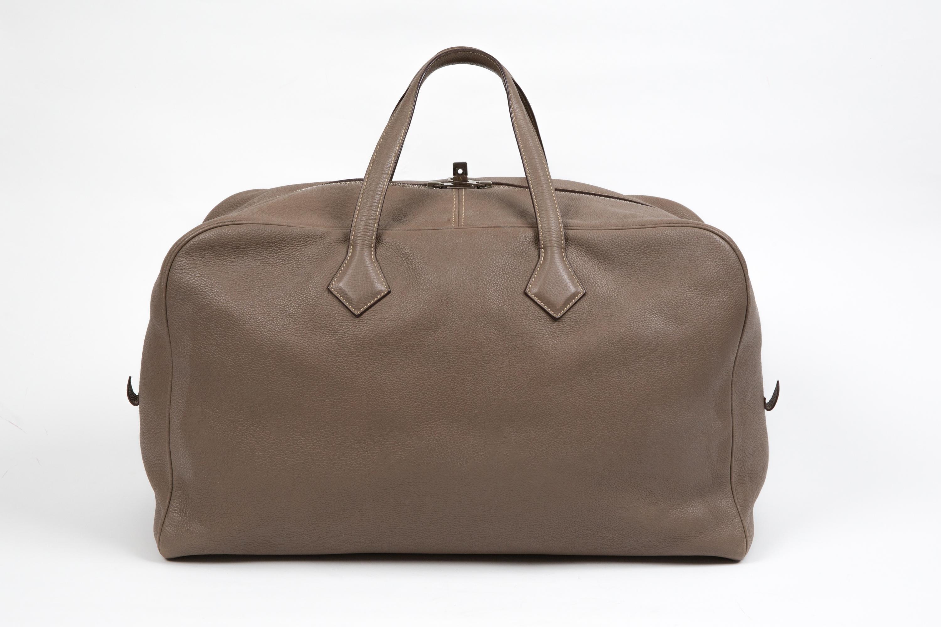 Brown Hermes Etoupe Taurillon Victoria Large 50 Bag